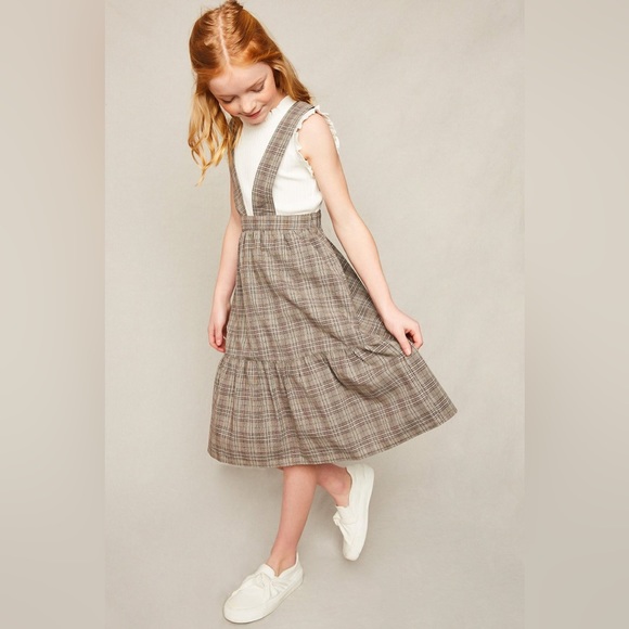 Girls Tiered Glen Check Overall Dress - Picture 3 of 5